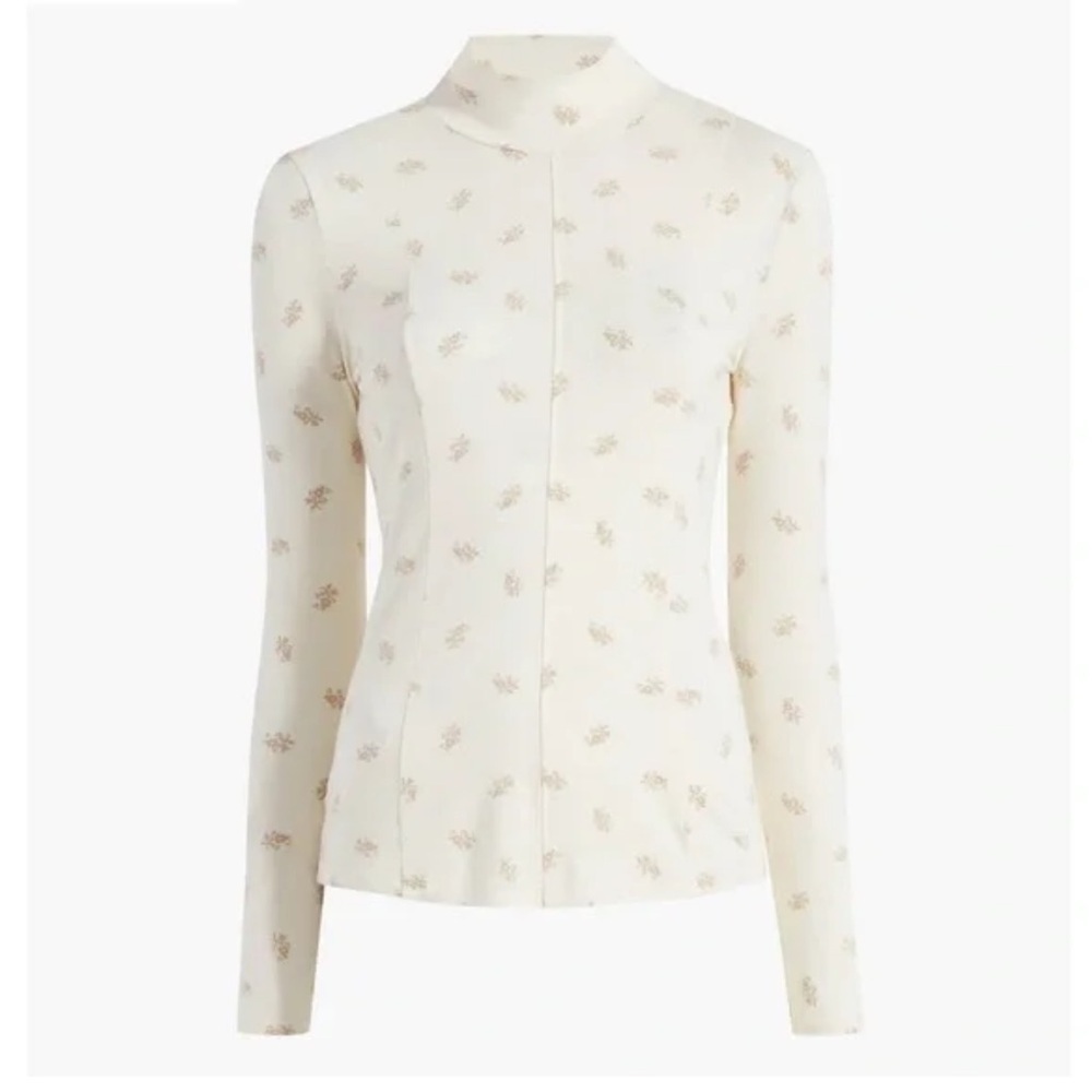 Women’s HILL HOUSE The Temi Top- Long sleeve fitted paisley turtleneck- Size S